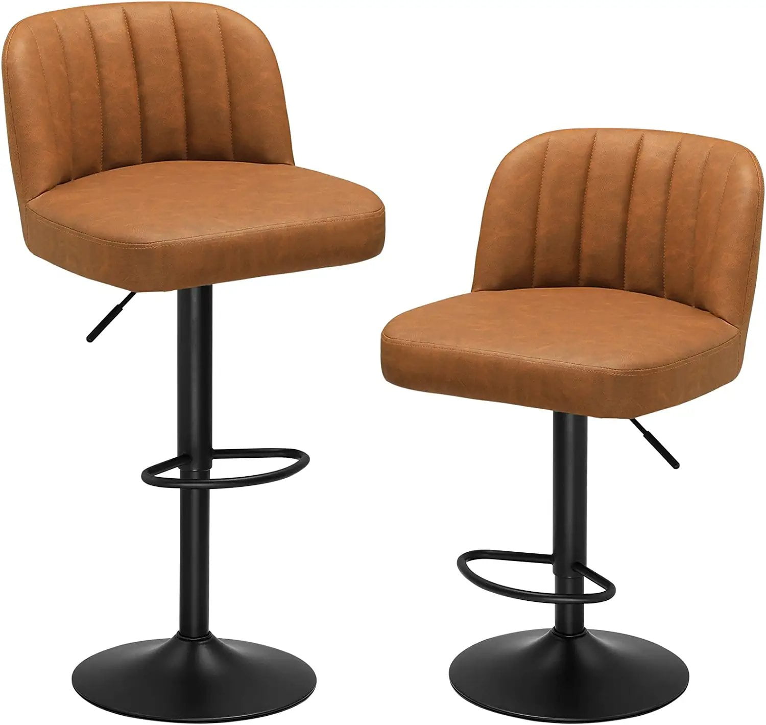 DICTAC Leather Bar Stools Set of 2, Adjustable Bar Chairs Counter