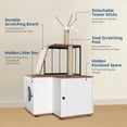 thumbnail image 4 of Ataucjin Cat Tree Litter Box Enclosure with Hidden Litterbox, Wood L-Shaped Corner Cat House Pet Furniture with Scratching Post Board Toy Balls and Play AreaLarge Tall Cat Tower for Indoor Cats, 4 of 9