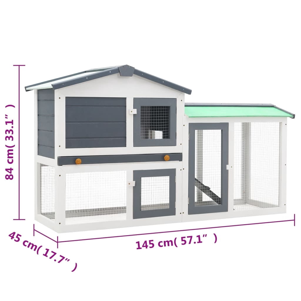vidaXL Rabbit Hutch Bunny Cage with Pull Out Tray and Ramp Solid Pine Wood