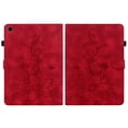 thumbnail image 3 of Case for Samsung Galaxy Tab A9 8.7" 2023 SM-X110 / SM-X115, Flower Pattern PU Leather Multi-Angle Viewing Stand Shockproof Flip Case with Card Slot, Magnetic Clasp, Pencil Slot, Red, 3 of 11