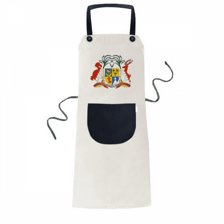 

Mauritius Africa National Emblem Apron Adjustable Bib Cotton Linen BBQ Kitchen Pocket Pinafore