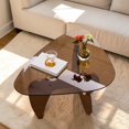 thumbnail image 3 of GZXS Glass Coffee Table, 35.8" Triangle Cocktail Table, Center Table for Living Room, Easy Assembly, Brown, 3 of 6
