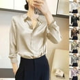 thumbnail image 6 of Clearance ZVAVZ Satin Silk Button Down Shirts for Women Long Sleeve Satin Silk Dress Shirt Work Office Top Casual Shirt Coffee,XL, 6 of 6