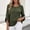 Army Green, variant on CYMMPU Women's Crew Neck Dolman Sleeve Linen Blouse, 3/4 Sleeve Top with Button Detail, Breathable Casual Wear for Summer & Fall Wine S
