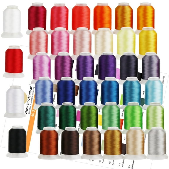New brothreads 40 Colors 100% Polyester Machine Embroidery Thread 550yd with ...