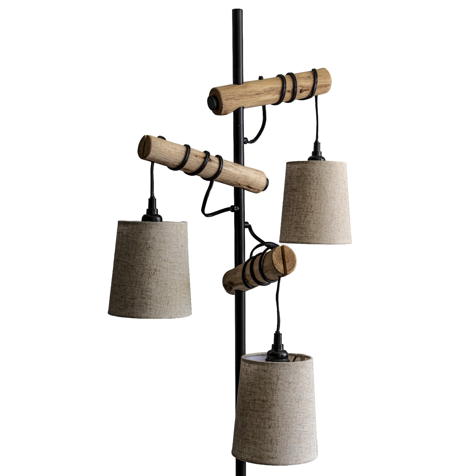 Farmhouse Corner Standing Tree Lamp for Living Room, Tall Lamps for Bedroom, Office, Study Room, Dining Room, Black