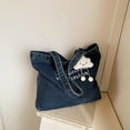 thumbnail image 2 of Bolso de lona vaquera retro americano, bolso de hombro bordado de gran capacidad, bolso versátil para estudiantes que viajan a clase., 2 of 5