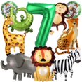 thumbnail image 1 of Set de cumpleaños PEUTIER con globos de aluminio con forma de animal selvático, 10 unidades, 1 of 7