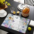 thumbnail image 3 of Watercolor Flowers Placemats Set of 12, Spring Butterflies Floral Gray Wood Placemats for Dining Table, Place Mats for Kitchen Tabletop, Waterproof Wipeable Dining Table Mats Set, 3 of 9
