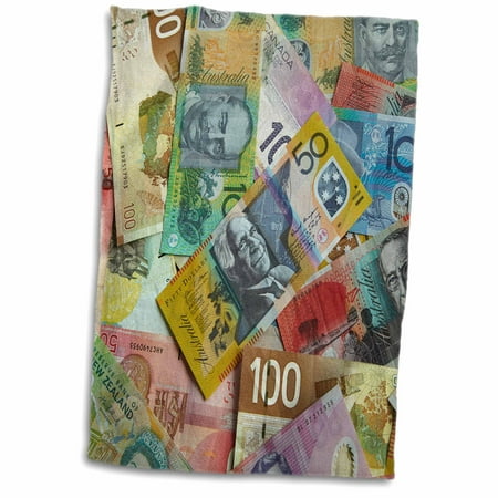 3dRose Foreign currency, Australian, Canadian, and New Zealand dollars - Towel, 15 by