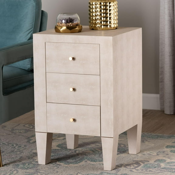 Baxton Studio Leyna Modern End Table, 3-Drawer, Brass