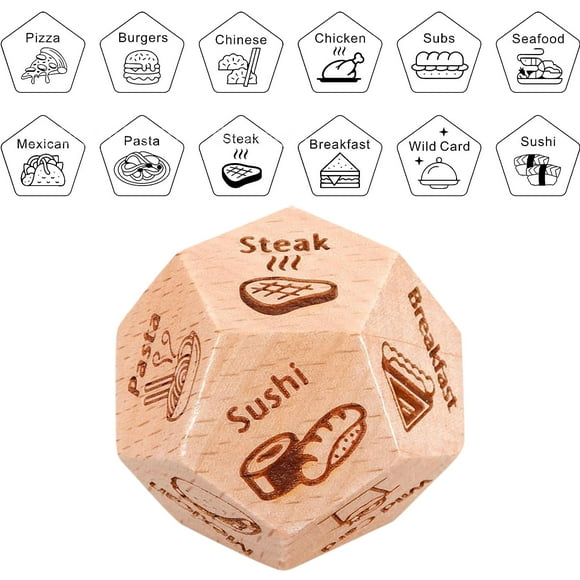 Lolmot Food Decision Dice Gift Wooden Multi Sided Dice Game Board Game