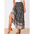 thumbnail image 4 of DARING DIVA Women's Boho Flare Floral Skirt XL Navy Blue, 4 of 6