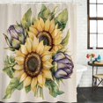 thumbnail image 2 of Sunflower Bathroom Shower Curtains with 12 Hooks Polyester Waterproof Shower Curtain for Stalls and Bathtubs Rustic Spring Floral Summer Leaf Green Decorative Bathroom Privacy Curtain 36x72 Inches, 2 of 8