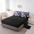thumbnail image 3 of jejeloiu Abstract Floral 7 Pieces Full Size Bedding Sets For Girls,Patchwork Print Full Size Bed in a Bag,Purple Black White,Black Reversible, 3 of 7