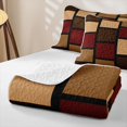 thumbnail image 4 of Castle Fairy Mid Century Square Block Twin Quilt Set 2 Pieces,Minimalist Vertical Grid Twin Coverlet Set,Burgundy Tan Black,1 Bedspread and 1 Pillowcase, 4 of 7