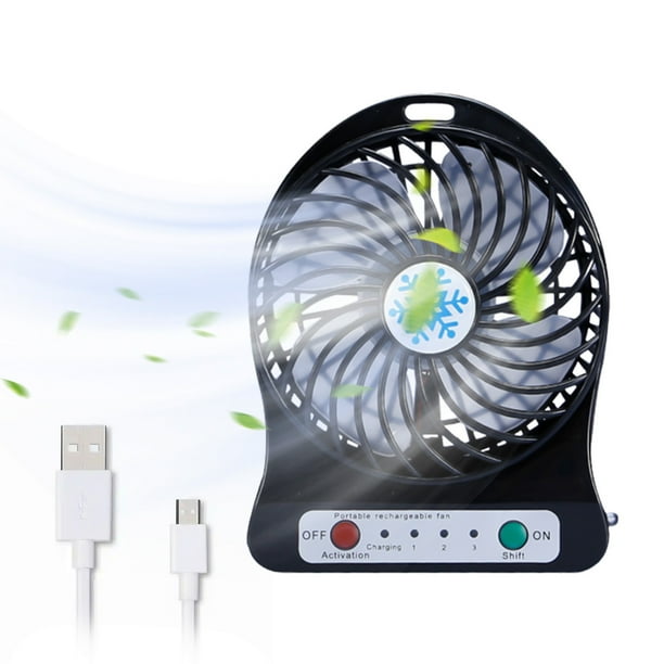 Fiudx Ofertas de la semana Ventilador de escritorio pequeño portátil, ventilador silencioso de copo de nieve con linterna LED, luz indicadora de tres marchas, ventilador USB con batería recargable de