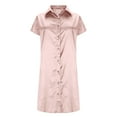 thumbnail image 5 of Purcolt Nightgowns for Women Soft Satin Button Down Collared Sleep Shirtdress Short Sleeve Mini Nightshirt Boyfriend Pajamas Nightdress, 5 of 8