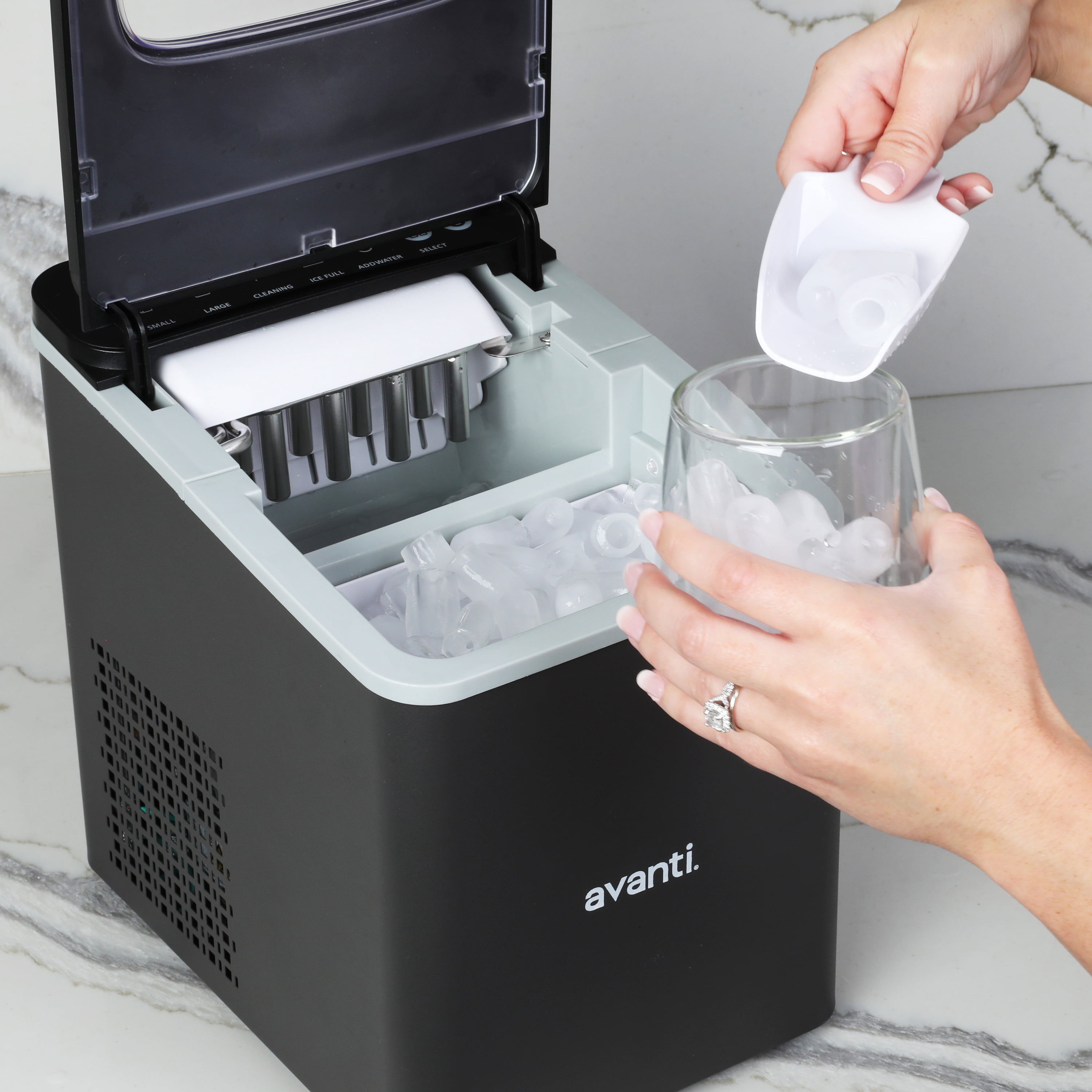 Avanti 26 lb Bullet Ice Maker, Black Stainless Steel