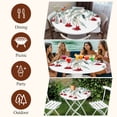 thumbnail image 6 of Red Floral Leaves Round Tablecloth 36-44 Inch Round Fitted Table Cloth with Elastic Edge, Pastoral Rustic Botanical Flowers Waterproof Table Cover Protector for Outdoor Picnic Party Dining, 6 of 6