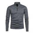 thumbnail image 3 of Ovticza Men's Quarter-Zip Pullover Polar Fleece Sweatshirt Stand Collar Long Sleeve Shirt for Men Thermal Winter Fall Dark Gray XL, 3 of 5