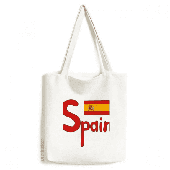 Spain National Flag Red Pattern Tote Canvas Bag Shopping Satchel Casual Handbag