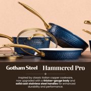 Gotham Steel Hammered 20 Pc Ceramic Cookware Set Nonstick, Induction Pots and Pans Set, Non Toxic Cookware Sets, Oven & Dishwasher Safe, Navy/Gold