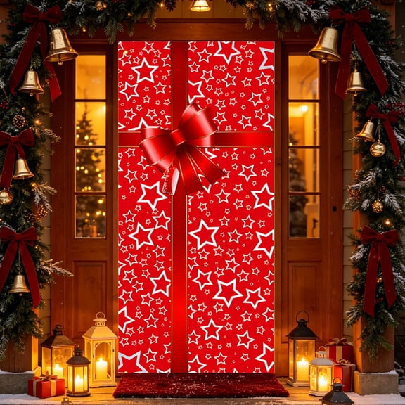 Talqzovs Door Curtains , 36X79 Inch Christmas Door Covers for Front Door Door Banner Cover for Holiday Festival Party Decoration