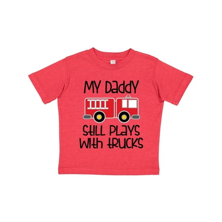 

Inktastic Firefighter Daddy Plays with Trucks Gift Toddler Boy or Toddler Girl T-Shirt