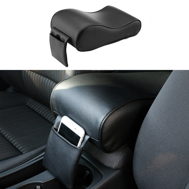 Universal Leather Car Center Console Cushion Auto Armrest Pad Rest Pillow  Mat (Black) 
