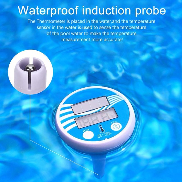 Termómetro de piscina digital flotante Termómetro de spa al aire libre con energía solar