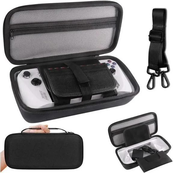 Carrying Case for Asus Rog Ally X / Asus Rog Ally, Portable Hard Shell Pouch Travel Bag, Organiser Bag with Shoulder Strap, EVA Shockproof Protective Carry Bag with Large Capacity