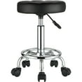 thumbnail image 4 of Round Rolling Stools PU Leather Seat Height Adjustable Swivel Stool with Wheels, 4 of 6