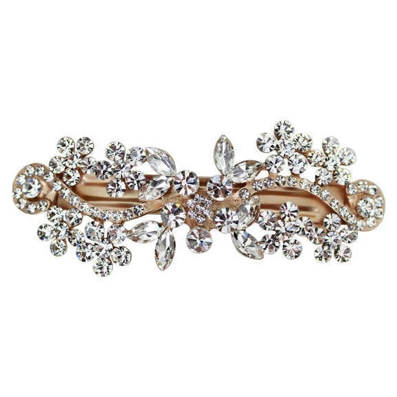 Faship Gorgeous Clear Crystal Floral Hair Clip Barrette