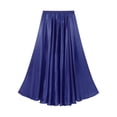 thumbnail image 4 of Alvivi Women Elastic Waistband Ruffle Maxi Skirt Swing A-line Pleated Skirts Casual Skater Navy Blue 90cm, 4 of 6