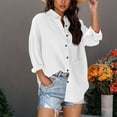 thumbnail image 1 of Soki Womens Lapel Neck Casual Blouse Long Sleeves Solid Color Button T-Shirt Tops, 1 of 9