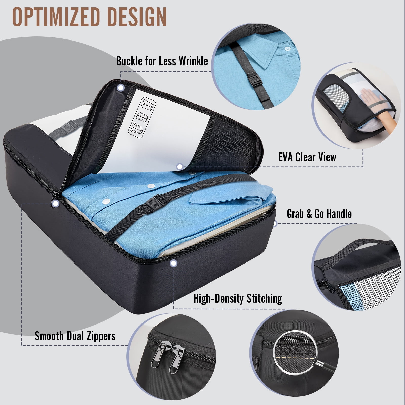 VEKEN 8 Set Packing Cubes for Travel, Beach Vacation Essentials Accessories, Suitcase Organizer Bags for Luggage with Hanging Toiletry & Shoe Bag, Birthday Gifts for Women Mom Her