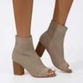 thumbnail image 2 of SACFOF Peep Toe Booties for Women Knit Pointed Toe Chunky Block Heels Breathable Sandals Summer Casual Slip On Dress Sock Booties US5-11, 2 of 5