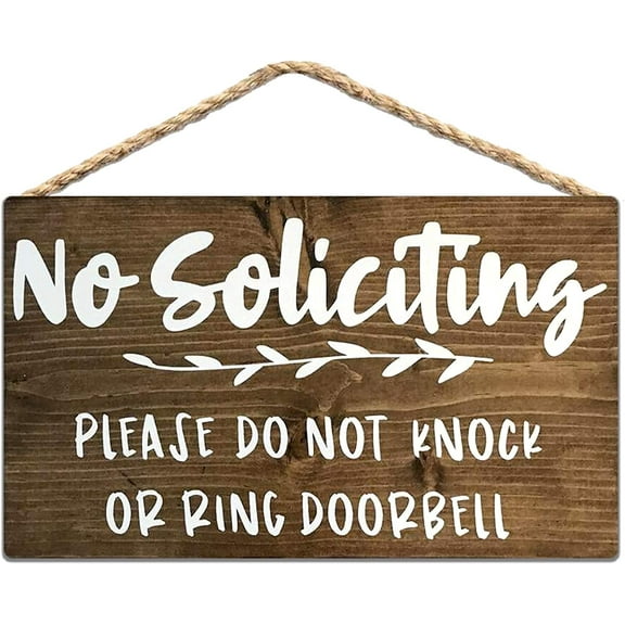 Zomyto No Soliciting Wood Sign Please Do Not Knock Or Ring Doorbell Rustic Wooden Sign 8x12 in / 20x30 cm