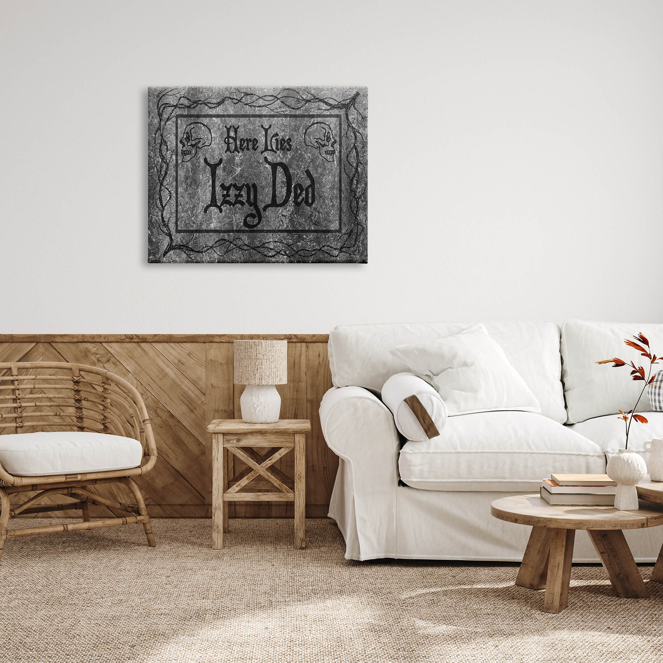 Stupell Industries Here Lies Izzy Ded Gravestone Graphic Art Gallery Wrapped Canvas Print Wall Art, Design by Lil' Rue