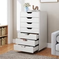 thumbnail image 4 of Costway 7-Drawer Chest Mobile File Cabinet Vertical Filing Organizer with Lockable Wheels White, 4 of 9