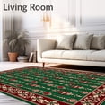 thumbnail image 2 of ODIKA 4'x6' Machine Washable Non-Slip Area Rug, Merry Buffalo Check Design with Vintage Ornament High Traffic Rug with Pad, Green, 732182, 2 of 8
