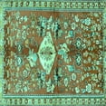 thumbnail image 1 of Ahgly Company Machine Washable Indoor Square Animal Turquoise Blue Traditional Area Rugs, 7' Square, 1 of 4