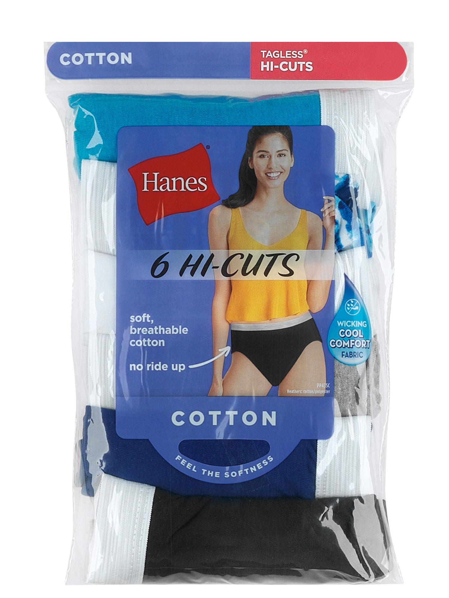 Hanes No Ride Up Cotton Hi-Cut Panties 6-Pack Women's Underwear