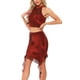 thumbnail image 4 of INSPIRAR CHIC Conjunto de Top Corto de Cuello Halter y Falda Mini con Volantes XS Rojo, 4 of 6
