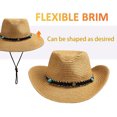thumbnail image 4 of KoRwelex Straw Cowboy Hat Western Hats for Women Men Cowgirl Sun Beach Hat Summer Outback Shapeable Wide Brim, 4 of 6