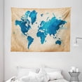 thumbnail image 1 of Map Tapestry, Artistic Vintage World Map with Watercolor Brushstrokes on Old Backdrop Print, Wall Hanging for Bedroom Living Room Dorm Decor, 80W X 60L Inches, Navy Blue Sand Brown, by Ambesonne, 1 of 2