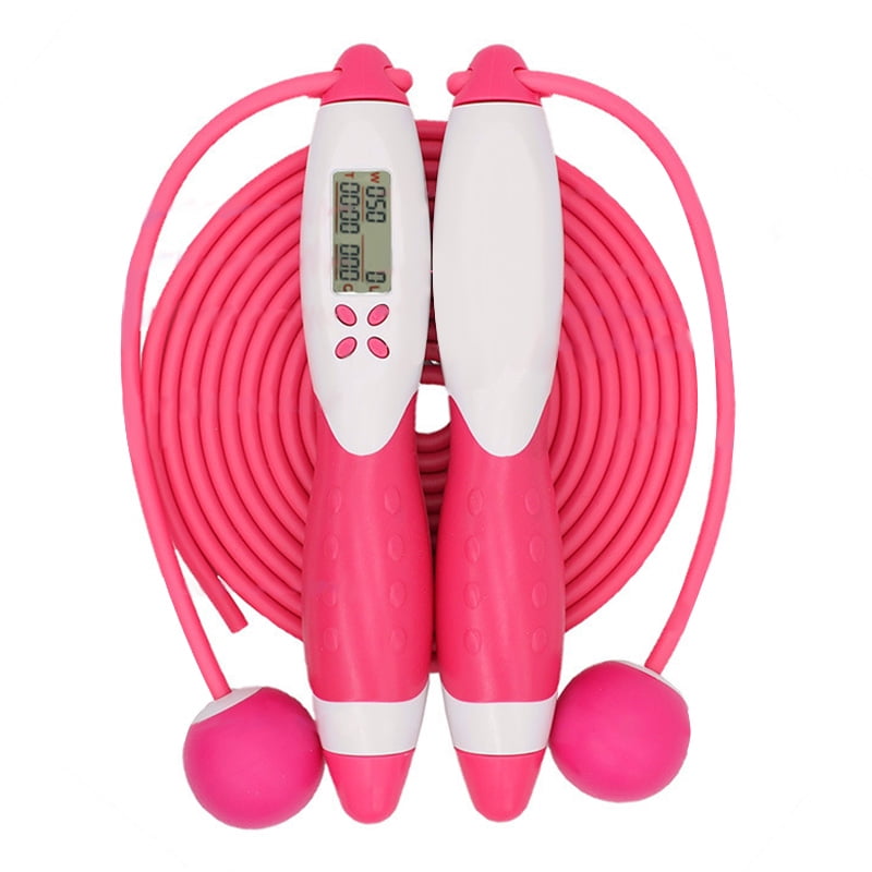 Jumping Rope Pink Digital Wireless Cordless Skipping Calorie Counter Fitness 