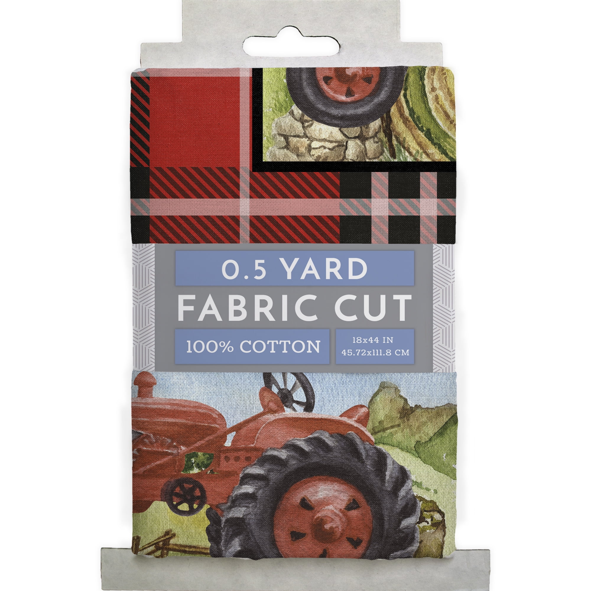 Half-Yard 100% Cotton Tractor Plaid, Red, 44" Wide for Quilting & Sewing by David Textiles