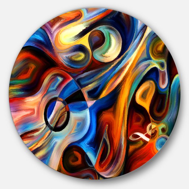 Designart Abstract Music and Rhythm' Abstract Metal Circle Wall Art